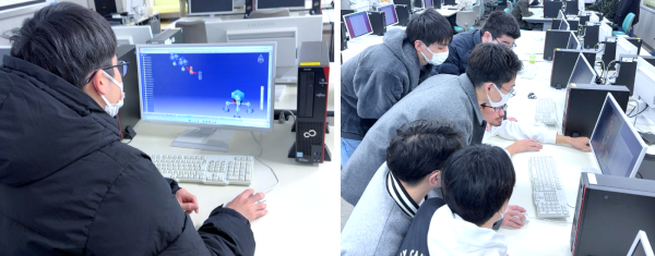 作成中の学生たち